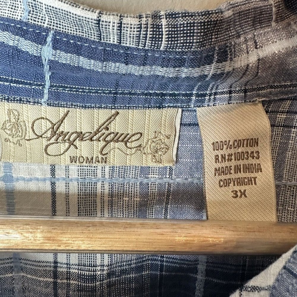 Vintage Angelique Women’s Long Sleeve Plaid Checked Button Up Shirt Size 3X - Picture 7 of 9